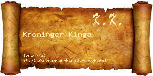 Kroninger Kinga névjegykártya